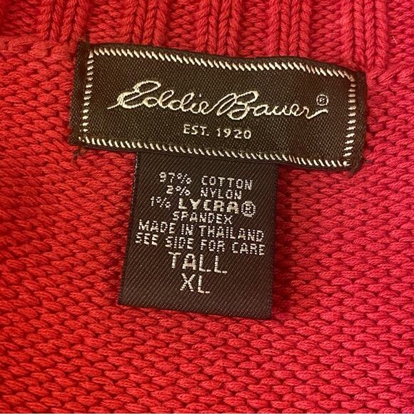 Eddie Bauer Size XL Tall Cotton Pink Striped V-Neck Pullover Sweater - Picture 6 of 7
